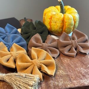 Charming Kids Bow Hair Clips - Blue, Green, Brown, Tan